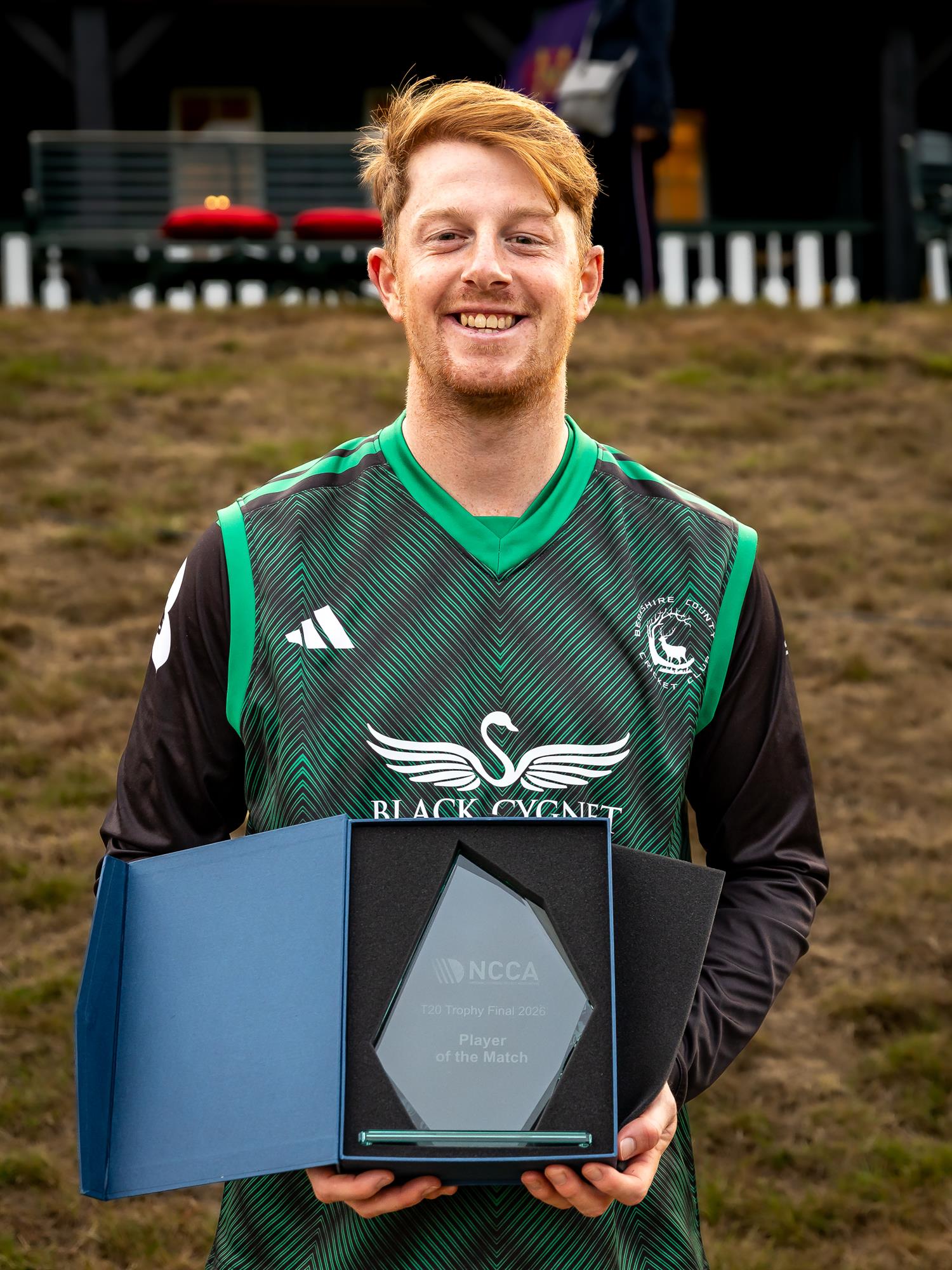 Berkshire's Euan Woods won the Player of the Match award for his bowling performance in the NCCA Dojo T20 Final against Bedfordshire at Wormsley Cricket Ground on August 30th, 2026.