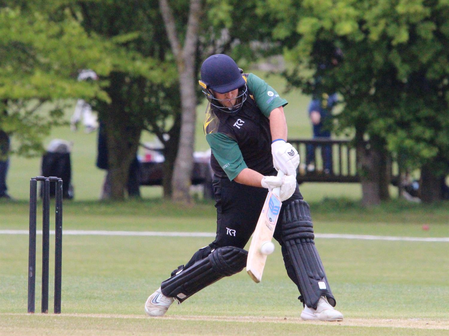 Bedfordshire v Lincolnshire, NCCA Trophy Group 2 match, held at Dunstable Town Cricket Club on 03/05/2026 .
Nic Keast of Lincolnshire C. C. C. finding the middle of the bat.