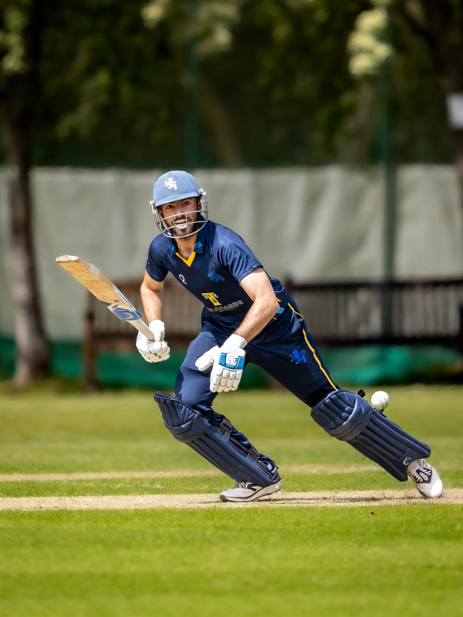 Matt Thompson batting for Devon in the NCCA NV Play Trophy match against Berkshire at Falkland Cricket Club on May 3rd, 2026. 