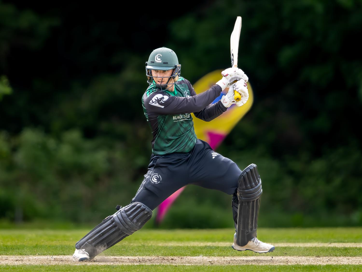 Andy Rishton batting for Berkshire in the NCCA NV Play Trophy match against Devon at Falkland Cricket Club on May 3rd, 2026. 
