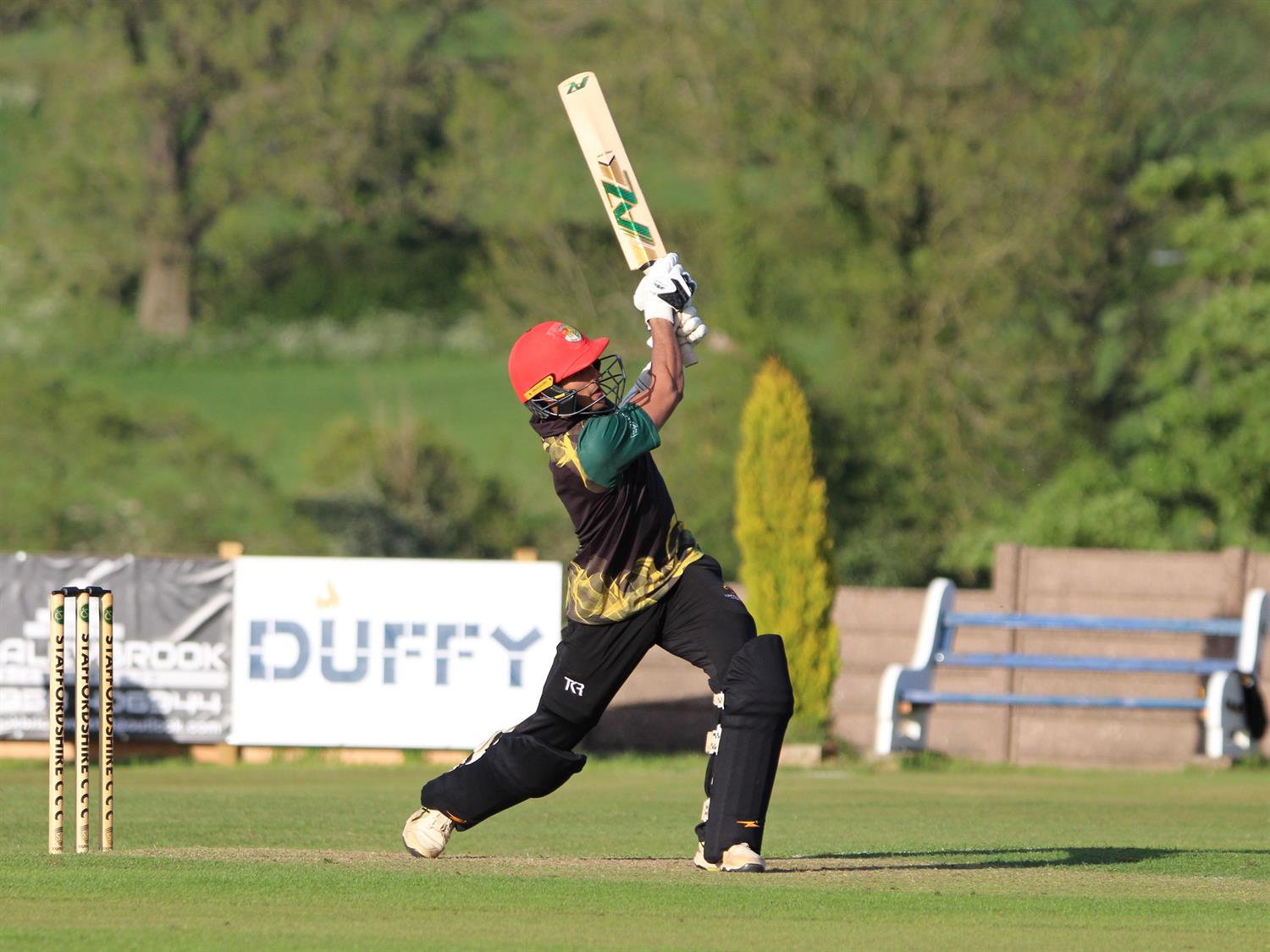 Staffordshire v Lincolnshire, NCCA Trophy Group 2 match, held at Bignall End Cricket Club on 17/05/2026 .
Amartya Kaul of Lincolnshire on the attack.