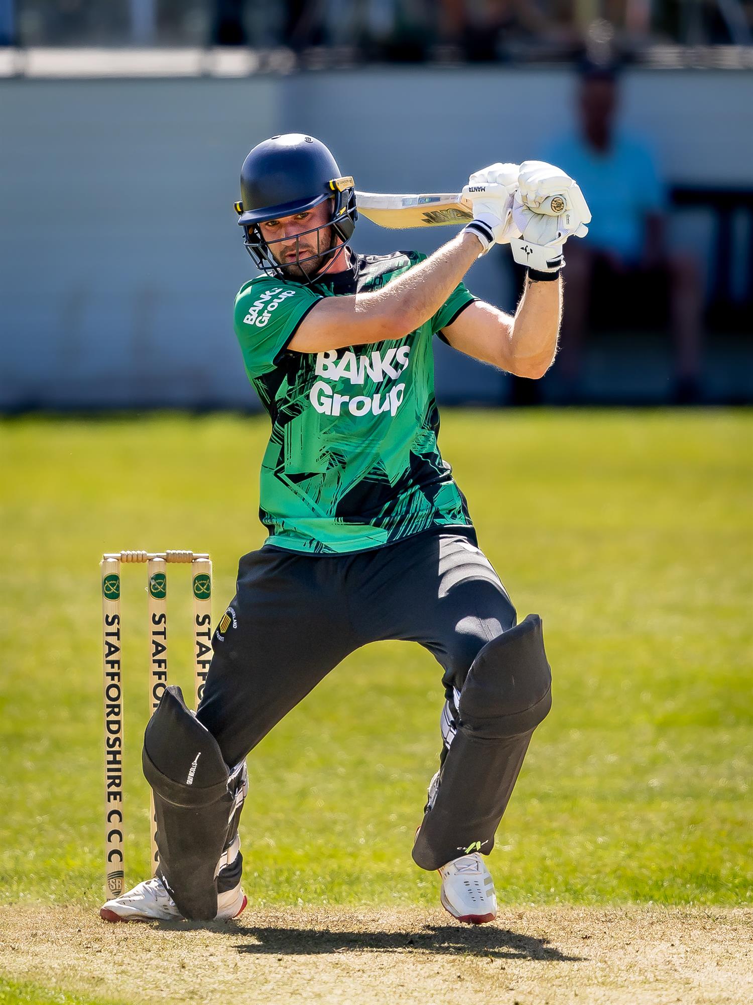 Jonny Bushnell batting for Northumberland in the second of two NCCA Dojo T20 matches against Staffordshire at Stone SP Cricket Club on May 24th, 2026. 
