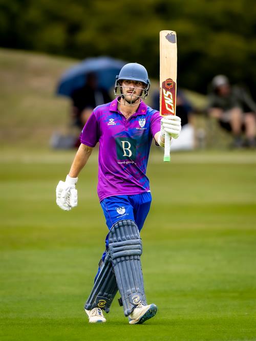 Bedfordshire's Nabil Moughal reached a half-century from 43 balls in the NCCA Dojo T20 Semi Final against Staffordshire at Wormsley Cricket Ground on August 30th, 2026.