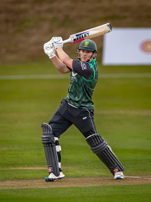 Matt Dalrymple batting for Berkshire in the NCCA Dojo T20 Final against Bedfordshire at Wormsley Cricket Ground on August 30th, 2026.