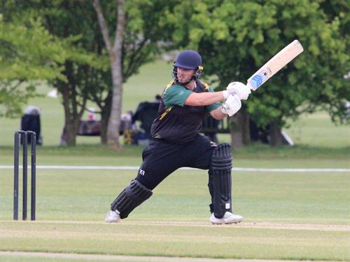 Bedfordshire v Lincolnshire, NCCA Trophy Group 2 match, held at Dunstable Town Cricket Club on 03/05/2026 .
Nic Keast on his way to a fine century.
