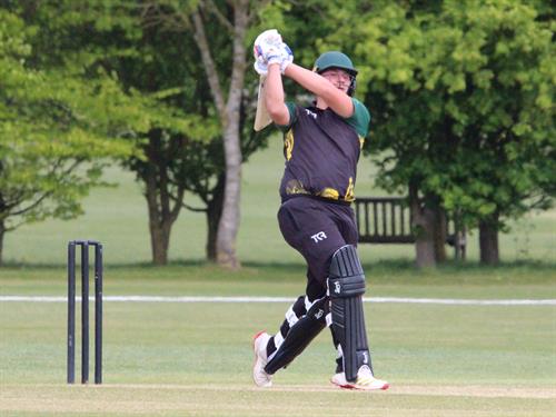 Bedfordshire v Lincolnshire, NCCA Trophy Group 2 match, held at Dunstable Town Cricket Club on 03/05/2026 .
James Laud Lincolnshire ) hits out.