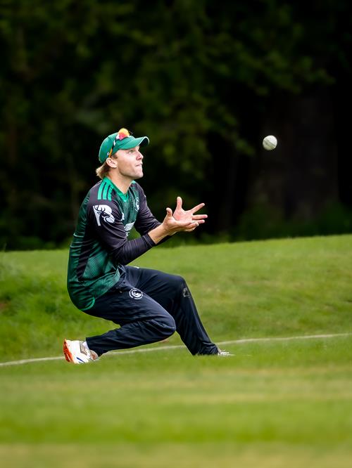 Berkshire's Johnny Connell taking the catch which dismissed Josh Nott in the NCCA NV Play Trophy match against Devon at Falkland Cricket Club on May 3rd, 2026. 