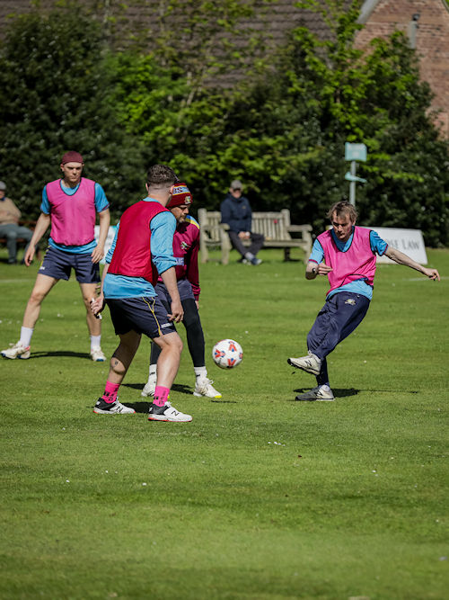 The Cambridgeshire squad warming up ahead of the two NCCA T20 matches against Lincolnshire at Bracebridge Heath Cricket Club on May 5th, 2024.
