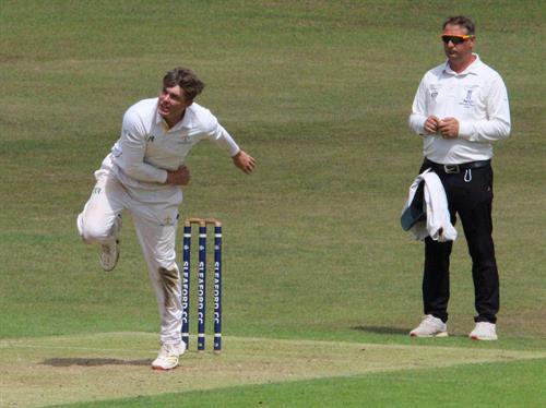Lincolnshire v Cambridgeshire, NCCA Cluberly Eastern Div 1 match, held at SLEAFORD C C  on 20/07/2025 . Alex Moor bowling for Lincolnshire C.C.C.