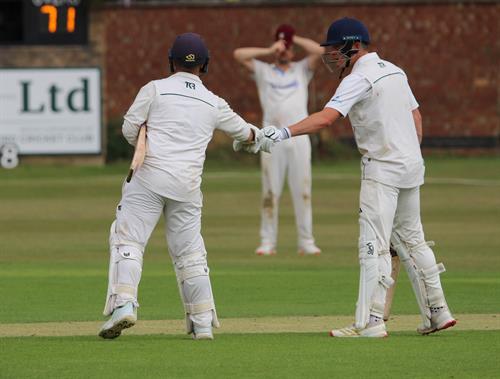 Lincolnshire v Cambridgeshire, NCCA Cluberly Eastern Div 1 match, held at SLEAFORD C C  on 20/07/2025 . Nic Keast reaches 150 not out.