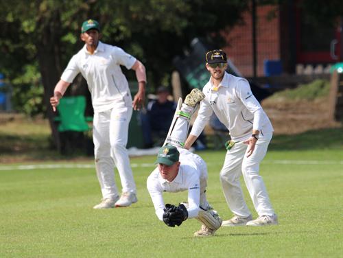 Lincolnshire v Cumbria, NCCA Cluberly Eastern Div 2 match, held at Cleethorpes on 23/08/2026 .
Finn Brookes takes one of his two catches in the morning session.