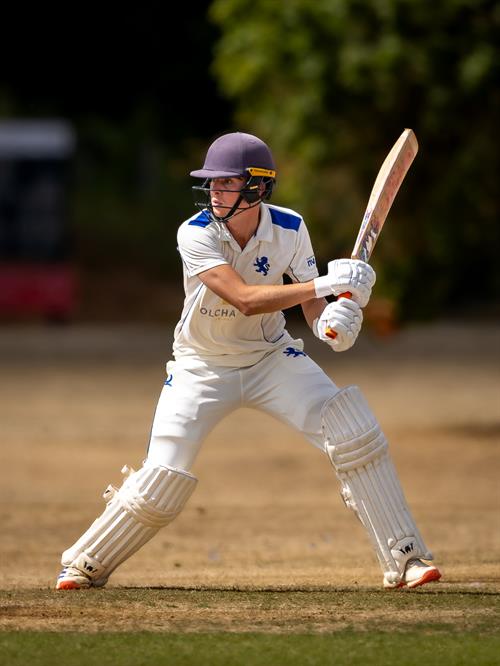 Devon's Sam Elstone reached a half-century from 64 balls on the first day of the NCCA Cluberly Championship match against Wiltshire held at South Wilts Cricket Club from August 23rd–25th, 2026.