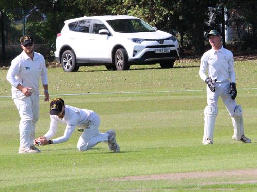 Lincolnshire v Cumbria, NCCA Cluberly Eastern Div 2 match, held at Cleethorpes on 23/08/2026 .
Tom Keast of Lincolnshire C.C.C. makes a good diving stop in the slips.