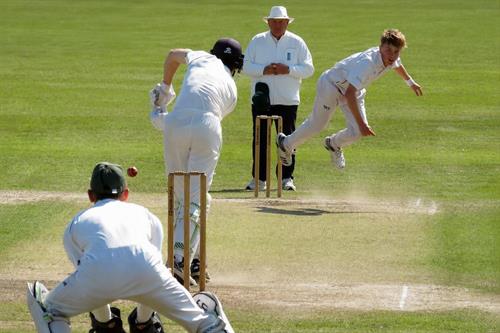 Lincolnshire v Cumbria, NCCA Cluberly Eastern Div 2 match, held at Cleethorpes on 23/08/2026 .
Matty Mills bowling for Lincolnshire C.C.C. (19.3 overs, 4 maidens, 5 wickets for 42 runs). Cumbria first innings.