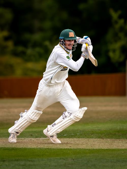 Reeve Evitts was 207no at the end of Staffordshire's first innings on the second day of the NCCA Cluberly Championship match against Cambridgeshire held at Checkley Cricket Club from July 26th–28th, 2026.