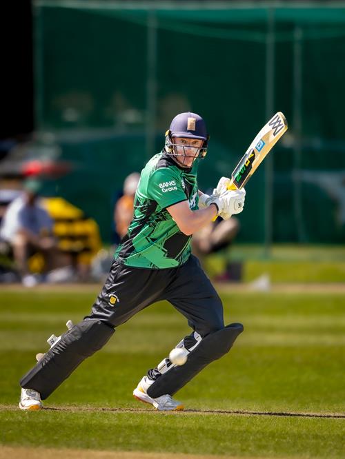 Northumberland's Ross Whitfield batting in the second of two NCCA Dojo T20 matches against Staffordshire at Stone SP Cricket Club on May 24th, 2026. 