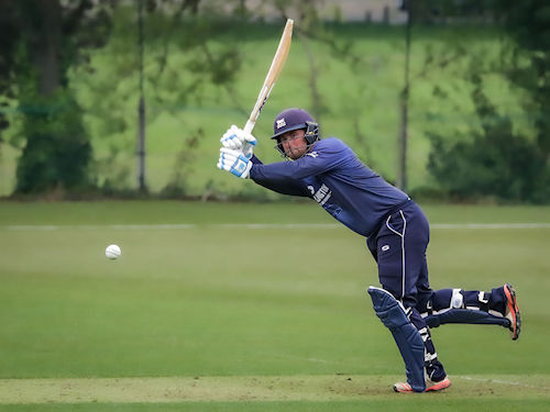 Oxfordshire captain Jonny Cater batting in the first of two NCCA T20 matches against Buckinghamshire at High Wycombe Cricket Club on May 1st 2022.