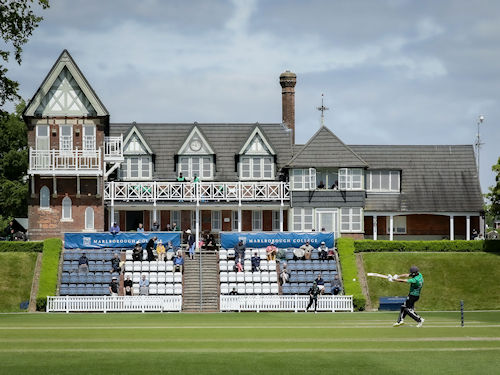 The NCCA Trophy match between Wiltshire and Buckinghamshire in progress at Marlborough College on May 29th, 2023.  A J Woodland is batting for Buckinghamshire.